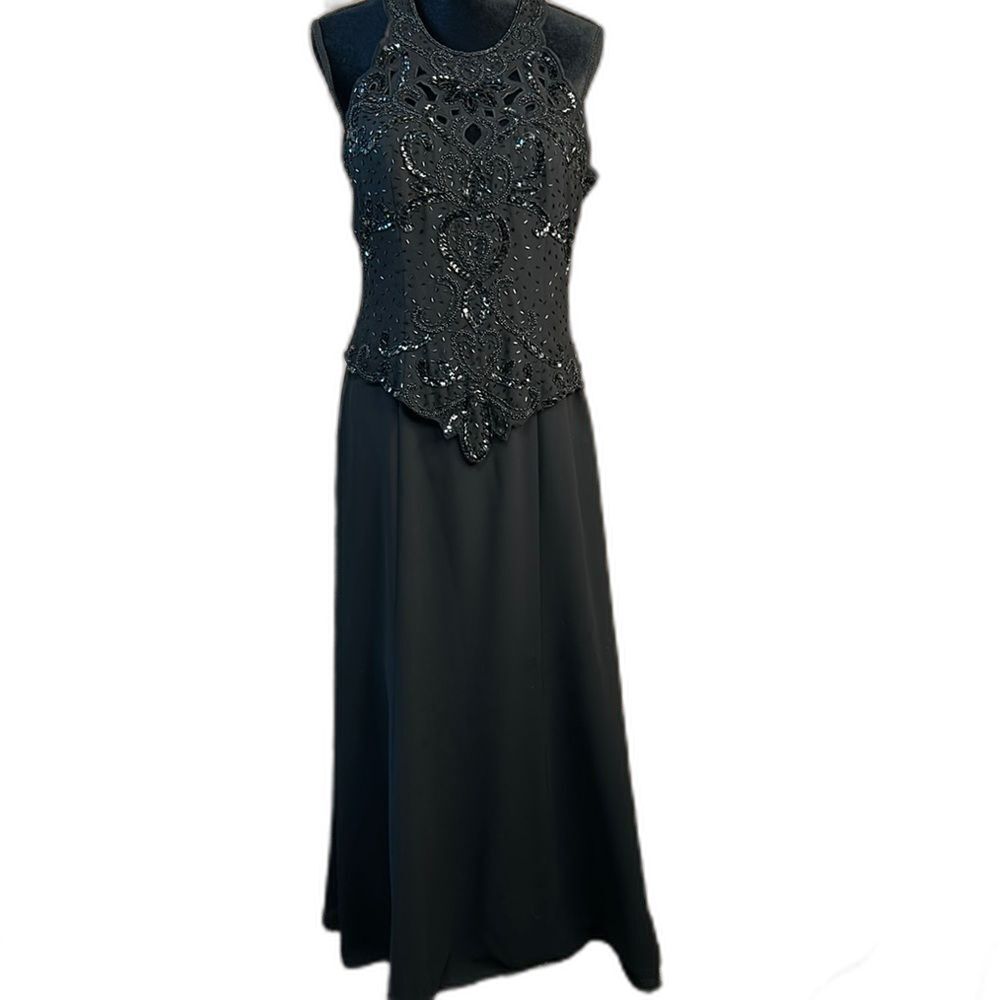 Karen Millen Black Embellished Halter Maxi Gown